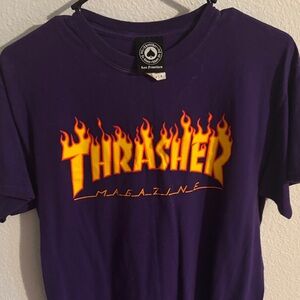 Thrasher Purple Tee with Fiery Logo